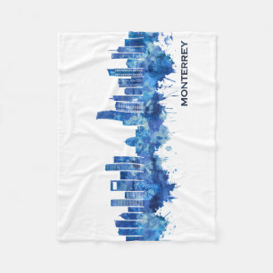 Monterrey Mexico Skyline Blue Fleecedecke