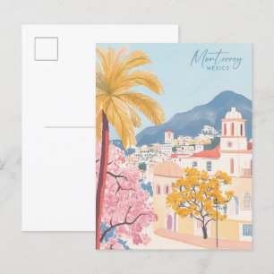 Monterrey Mexiko Gouache-Malerei-Illustration Reis Postkarte