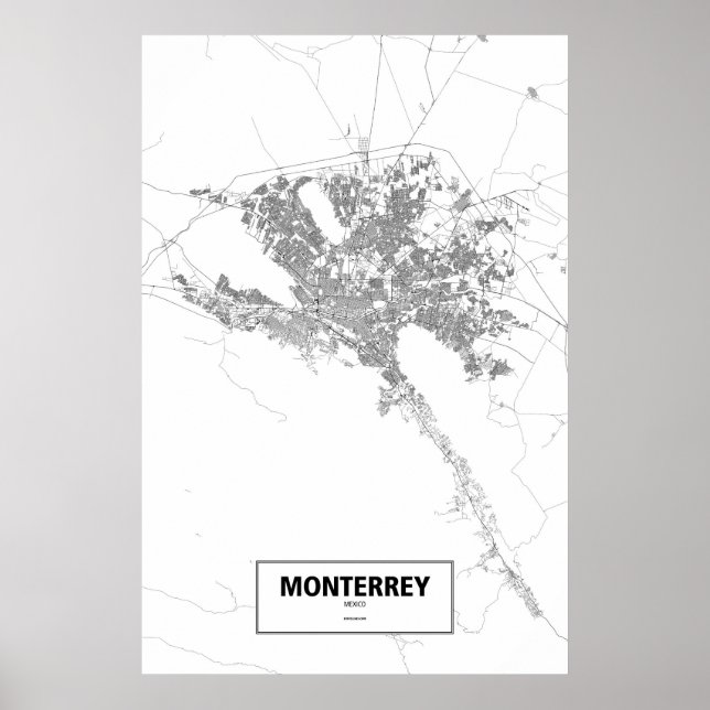 Monterrey, Mexiko (schwarz auf weiß) Poster (Vorne)