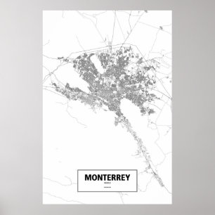 Monterrey, Mexiko (Schwarzes auf Weiß) Poster