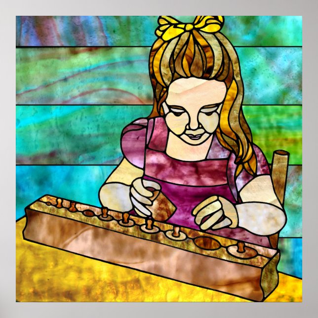 Montessori Kind mit sensorischem Zylinderblock Poster (Vorne)