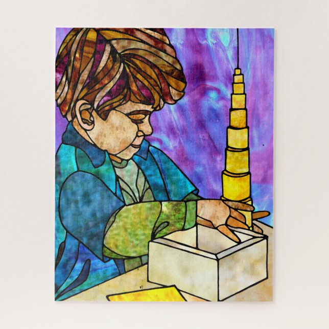 Montessori Yellow Knobless Cylinder Puzzle (Vertikal)