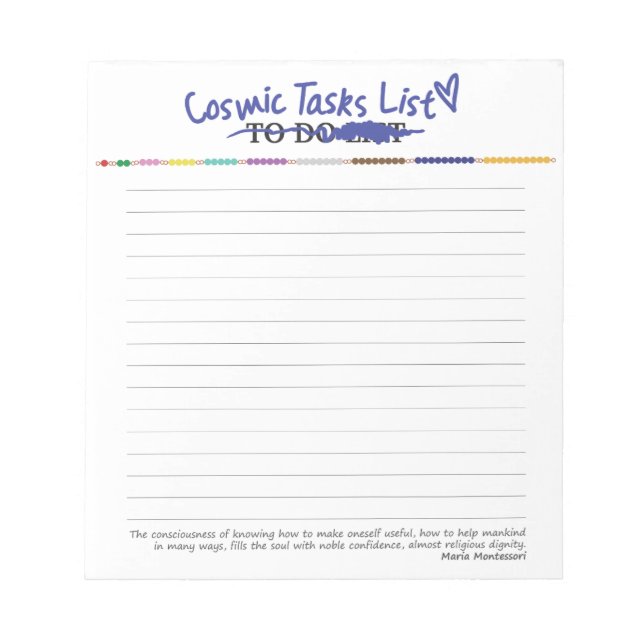 Montessori zu erledigen notizblock (Vorderseite)