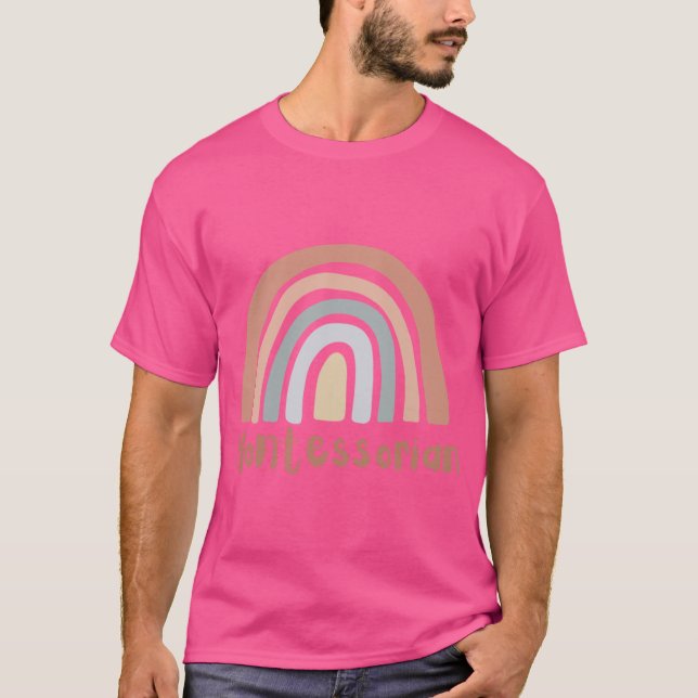 Montessorian rainbow design boy girl retro T-Shirt (Vorderseite)