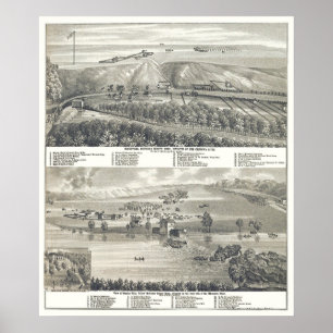 Montevideo, panoramische Karte Mangans - 1874 Poster