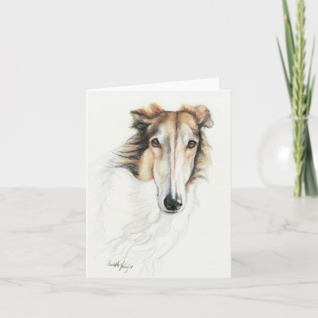 Montez la carte d'art de Chien d'origine Borzoi (Devant)