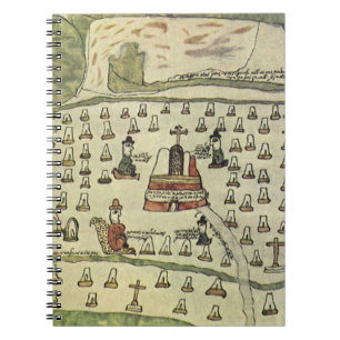 Montezuas Aztekenreich, Antike Weltkarte, 1577 Notizblock