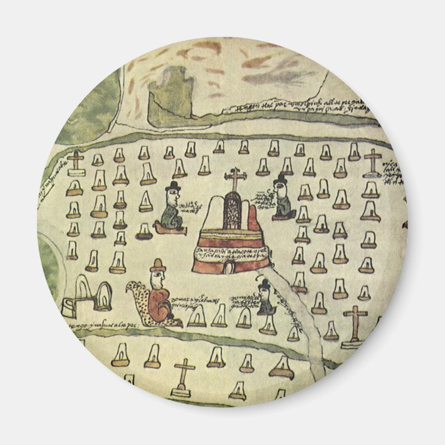 Montezumas Aztekenreich, Antique World Map, 1577 Magnet (Vorne)
