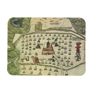 Montezumas Aztekenreich, Antique World Map, 1577 Magnet