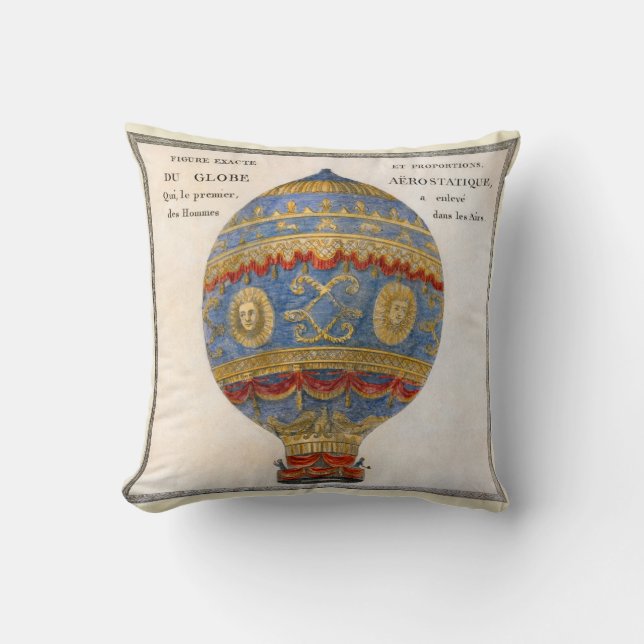Montgolfier Bruder-Heißluft-Ballon Kissen (Vorderseite)
