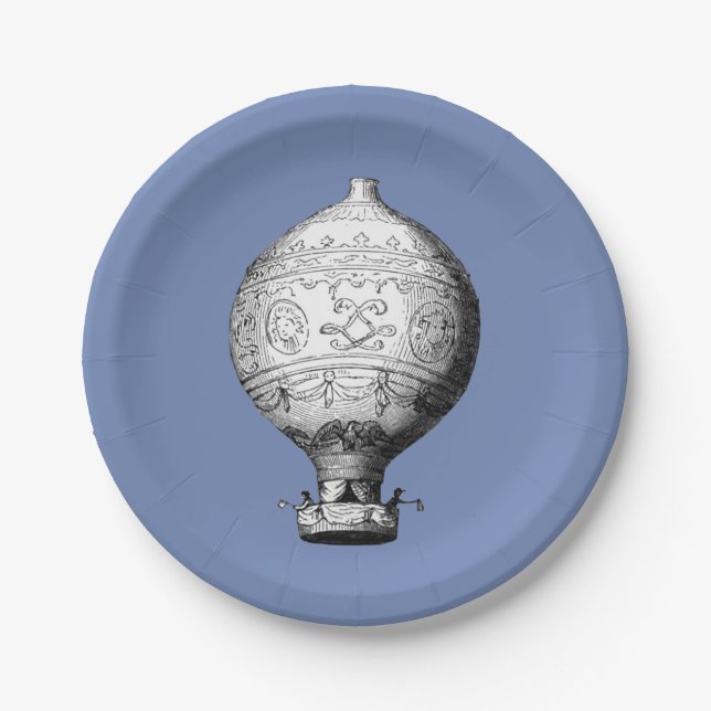Montgolfier Vintager Heißluftballon Pappteller (Vorderseite)