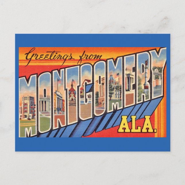 Montgomery AL Retro Gruß Postkarte (Vorderseite)