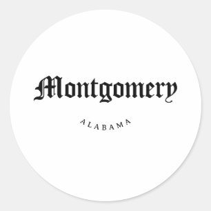 Montgomery Alabama Black Schriftart Runder Aufkleber