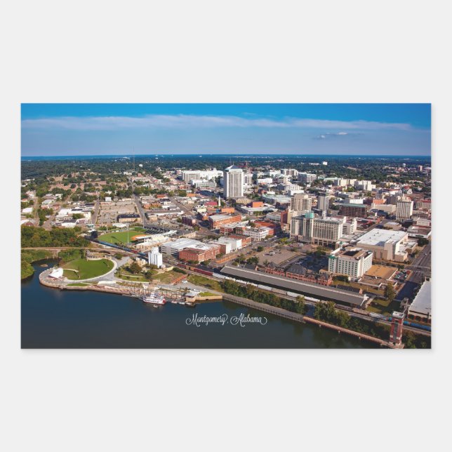 Montgomery, Alabama-Luftbild, Rechteckiger Aufkleber (Vorderseite)