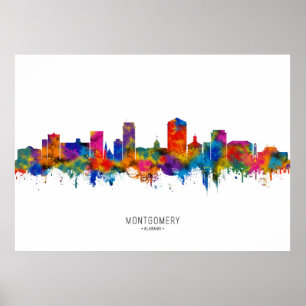 Montgomery Alabama Skyline Poster