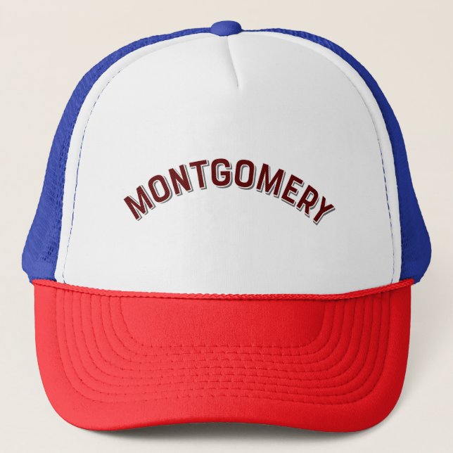 Montgomery, Alabama Vintag Arch Truckerkappe (Vorderseite)