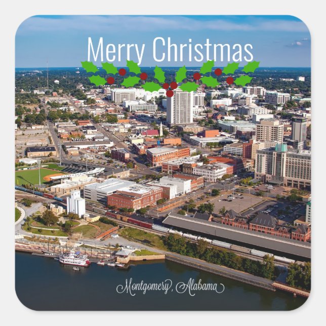 Montgomery, Alabama Weihnachtsgrüße Quadratischer Aufkleber (Vorderseite)