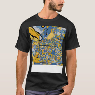 Montgomery Map Muster in Blau Gold T-Shirt