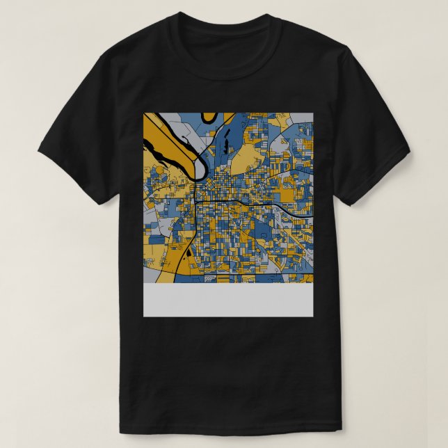 Montgomery Map Muster in Blue Gold TShirt (Design vorne)