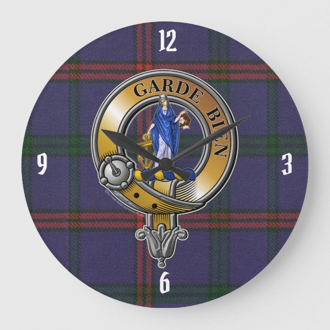 Montgomery Tartan & Abzeichen Große Wanduhr (Vorderseite)