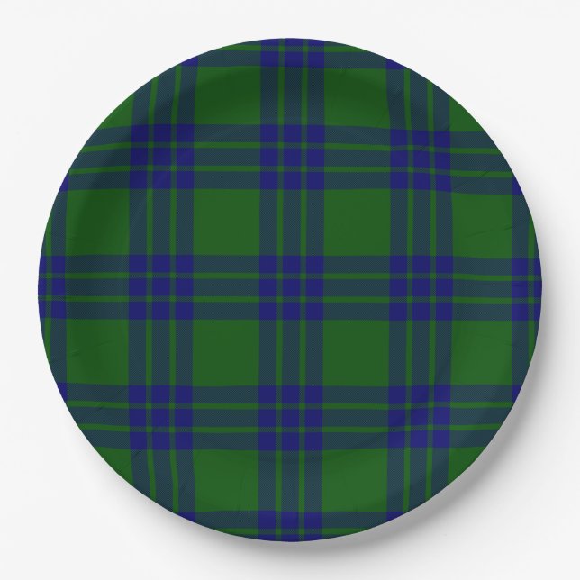 Montgomery tartan green blue kariert pappteller (Vorderseite)