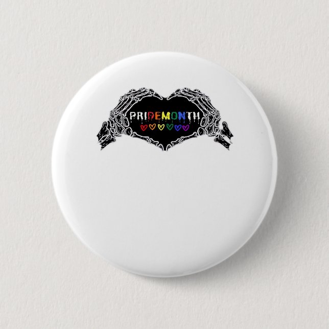 Month Skeleton Heart Hands LGBTQIA Button (Vorderseite)