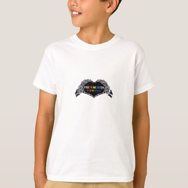 Month Skeleton Heart Hands LGBTQIA T-Shirt (Vorderseite)