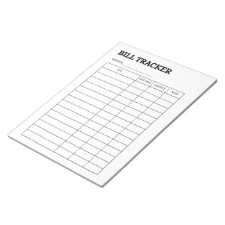 Monthly Bill Tracker Notepad Notizblock