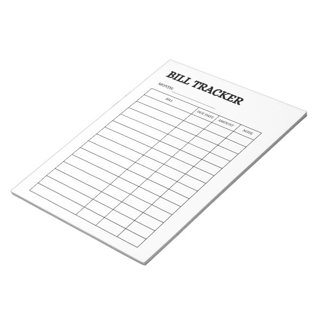 Monthly Bill Tracker Notepad Notizblock (angewinkelt)