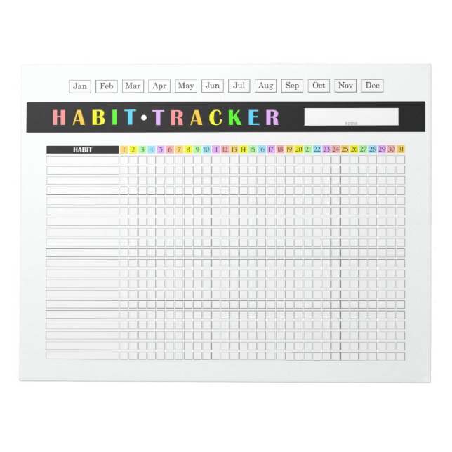 Monthly Habit Tracker Rainbow Notizblock (Vorderseite)