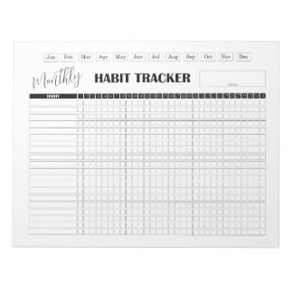 Monthly Habit Tracker White Notizblock