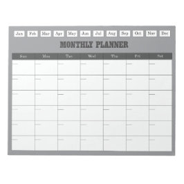 Monthly Planner Grey Simple Calendar Notizblock
