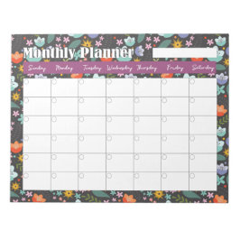 Monthly Planner Spring Colorful Flowers  Notizblock