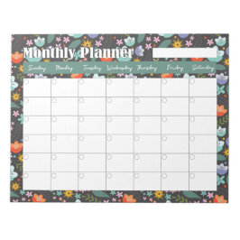 Monthly Planner Spring Colorful Flowers  Notizblock