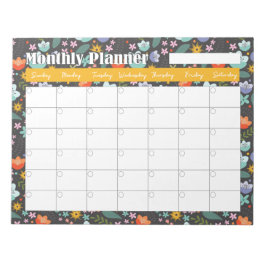 Monthly Planner Spring Colorful Flowers  Notizblock