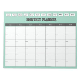 Monthly Planner Teal Simple Calendar Notizblock