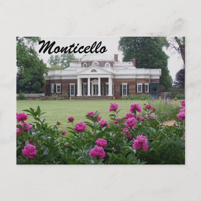 Monticello Fotografische Postkarte mit Blume (Vorderseite)