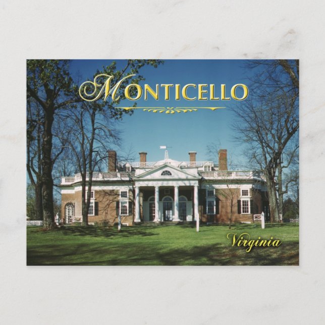 Monticello, Jefferson's Zuhause, Virginia Postkarte (Vorderseite)