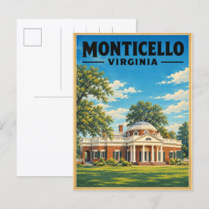 Monticello Virginia Vintage Reisegeschenke Postkarte