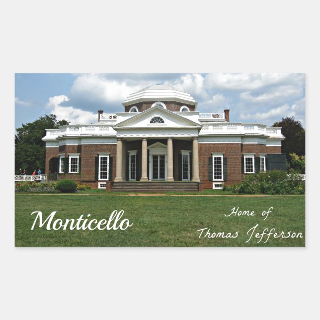 Monticello, Zuhause von Thomas Jefferson Rechteckiger Aufkleber (Vorderseite)