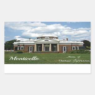 Monticello, Zuhause von Thomas Jefferson Rechteckiger Aufkleber