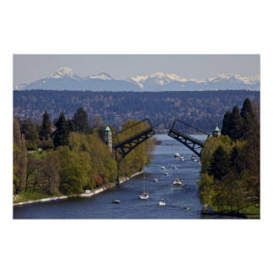 Montlake Brücken-und Kaskaden-Berge Poster