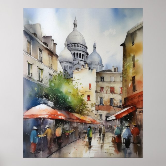 Montmartre France Paysage Art Imprimer Poster (Devant)