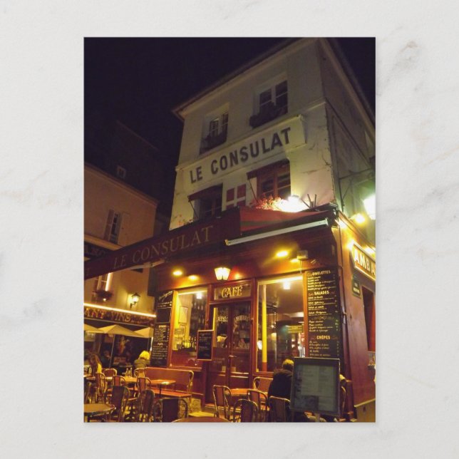 Montmartre, Paris nachts Postkarte (Vorderseite)