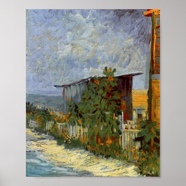 Montmartre Weg mit Sonnenblumen Van Gogh Poster (Vorne)