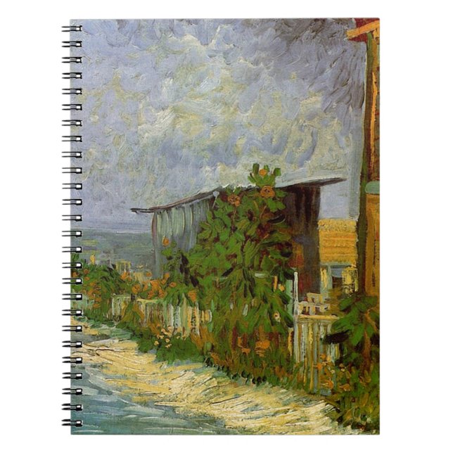 Montmartre Weg mit Sonnenblumen von Van Gogh. Notizblock (Vorderseite)