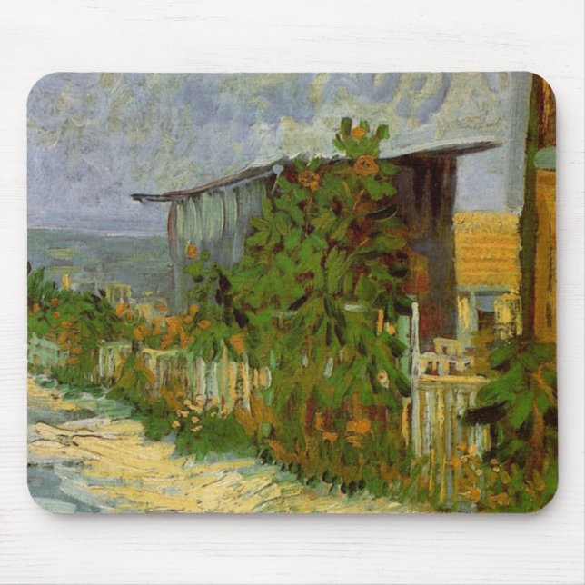 Montmartre Weg und Sonnenblumen von Vincent van Go Mousepad (Vorne)