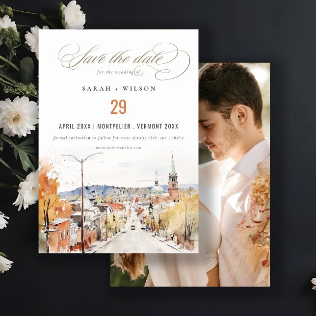 Montpelier City Scape Vermont Wedding Foto Save The Date (Von Creator hochgeladen)