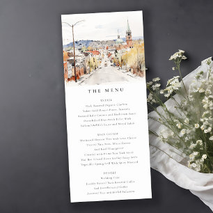 Montpelier City Scape Vermont Wedding Menu Card Einladung