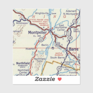 Montpelier VT Retro Map Aufkleber
